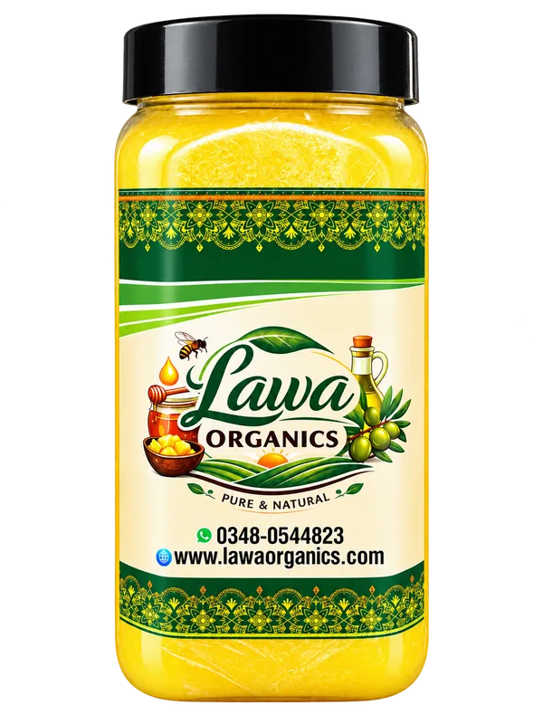A jar of Lawa Organics Cow Desi Ghee